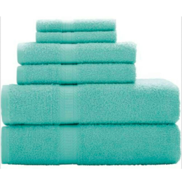 6 Piece Set Towel Aqua Color 2 BATH TOWEL, 2 HAND TOWEL AND 2 WASHCLOTHS