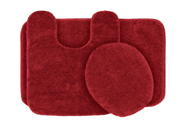 3 Piece Traditional Soft and Plush Washable Bath Rug Set - Chili Pepper Red, Garland Rugs